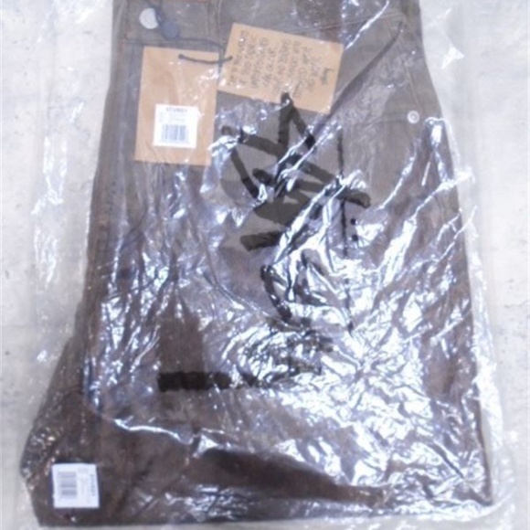 NWT - STUSSY Big Ol Coated Cotton Jeans Size 32 Men's Dark Brown - Picture 3 of 4